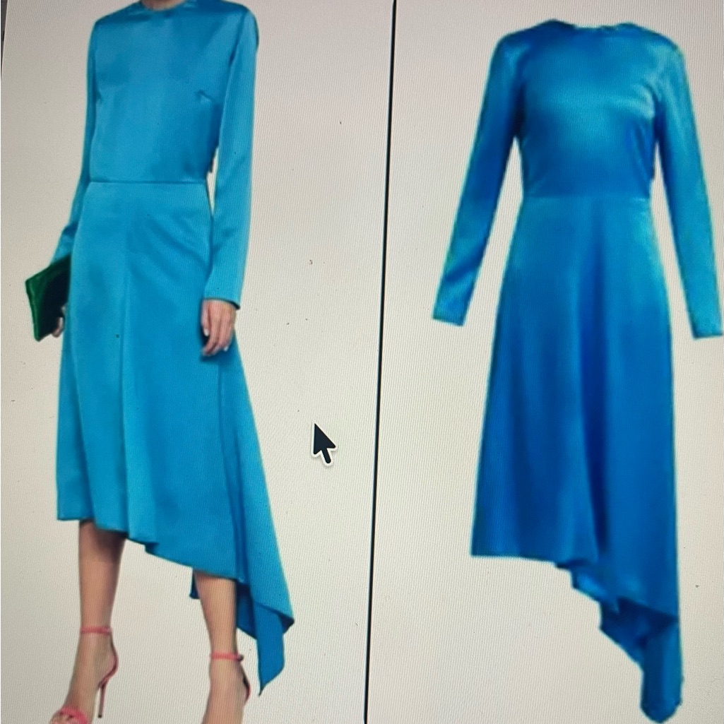 Msgm Bright Blue Asymmetric Long-Sleeve Dress Open Back-42 Modern Designer